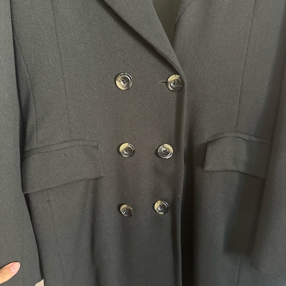 Vintage Black Wool Overcoat, Size Large - Picture 12 of 15